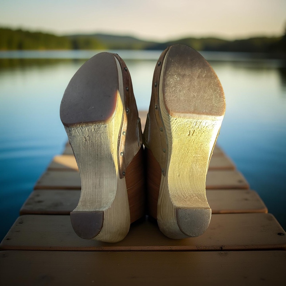 Miu Miu Leather Studded Clog Heels Size 7 (37) Ma… - image 7